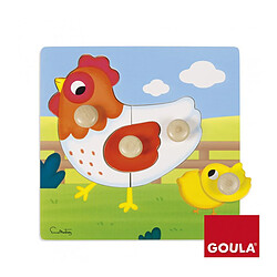 Goula Puzzle en bois 4 pièces : la Poule et son petit poussin