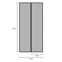 Ecd Germany Rideau de porte protection contre insectes fermeture magnétique 100x210cm noir pas cher