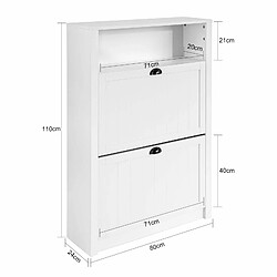 Avis SoBuy FSR87-W Meuble de Rangement à Chaussures Armoire à Chaussures Commode à Chaussures 2 abattants