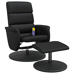 vidaXL Fauteuil inclinable de massage avec repose-pied noir similicuir