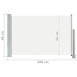 vidaXL Auvent latéral rétractable de patio 60x300 cm Crème pas cher