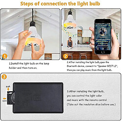 Universal En haut-parleur Bluetooth de l'ampoule LED à télécommande 24 touches, audio stéréo sans fil de lampe à modification RVB 6W E26 pas cher