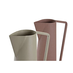 Vase DKD Home Decor 12 x 10 x 35 cm Beige Rose Fer (2 Unités)