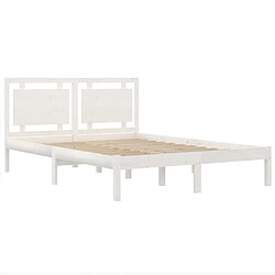 Acheter Maison Chic Lit Moderne Chambre - Cadre/structure de lit pour adulte Blanc Bois massif 135x190 cm Double -MN65183