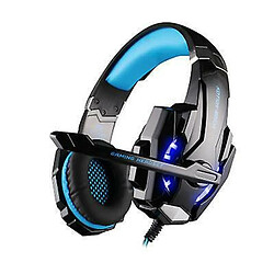 Chrono Micro Casque Gaming PS4, Casque Gaming Switch avec Micro Anti Bruit Casque Gamer Xbox One Filaire LED Lampe Stéréo Bass Microphone Réglable avec Micro 3.5mm Jack(Bleu)