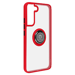 Avizar Coque Samsung Galaxy S22 Bi-matière Bague Métallique Support Vidéo rouge