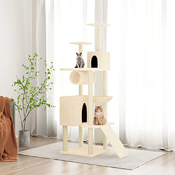 vidaXL Arbre à chat avec griffoirs en sisal Crème 168 cm 