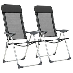 vidaXL Chaise pliante de camping 2 pcs Noir Aluminium