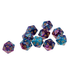 10pcs 20 dés dés polyèdre dés dés pour d u0026 d trpg coupe jeu bleu + violet