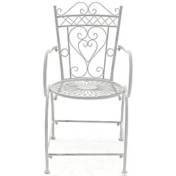 Decoshop26 Lot de 2 chaises de jardin avec accoudoirs balcon terrasse design rustique en métal blanc vieilli 10_0002868 pas cher