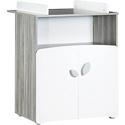 Baby Price Chambre bébé trio Leaf: lit 120x60, commode a langer et armoire - Babyprice - Blanc pas cher