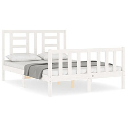 Maison Chic Cadre/structure de lit avec tête de lit pour adulte - Lit Moderne Chambre blanc 120x200 cm bois massif -MN69798