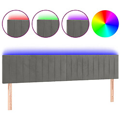 vidaXL Tête de lit à LED Gris clair 200x5x78/88 cm Velours