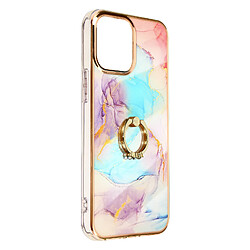 Avizar Coque iPhone 12 et 12 Pro Bi-matière Bague de maintien Motif marbre Multicolore