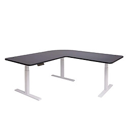 Decoshop26 Bureau d'angle table d'ordinateur réglable en hauteur électriquement 178x178cm 84kg noir, blanc 04_0002500