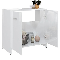 Acheter Maison Chic Armoire de salle de bain,Meuble de rangement,Meuble haut Blanc brillant 60x33x61 cm Aggloméré -GKD965132