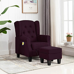 vidaXL Fauteuil de massage avec repose-pied Violet Tissu