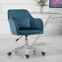 Homcom Chaise de bureau velours fauteuil bureau massant coussin lombaire intégré hauteur réglable pivotante 360° bleu