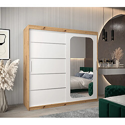 Abiks Meble Armoire PROMO V2 À Portes Coulissantes 200/200/62 2 Portes (Artisan/Blanc)