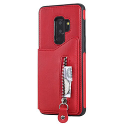 Wewoo Coque Pour Galaxy S9 Plus Etui de protection antichoc couleur solide à double boucle et fermeture à glissière Rouge