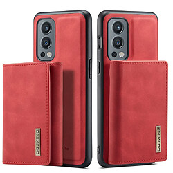 Dg.Ming Coque en TPU + PU magnétique, hybride avec béquille rouge pour votre OnePlus Nord 2 5G