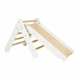 MeowBaby Triangle d'escalade avec Toboggan pour Enfants Structure d'escalade d'intérieur en Bois, Blanc