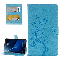 Wewoo Housse Étui bleu pour Samsung Galaxy Tab A 10.1 2016 / P580 Papillons Amour Fleurs Gaufrage Horizontal en cuir Flip avec support & Slots de cartes Portefeuille