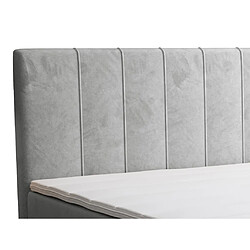 Avis Vente-Unique Ensemble complet boxspring tête de lit + sommier + matelas + surmatelas - 160 x 200 cm - Velours - Gris clair - HIDA de YSMÉE