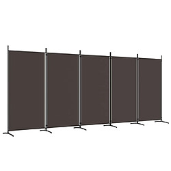 vidaXL Cloison de séparation 5 panneaux Marron 433x180 cm Tissu