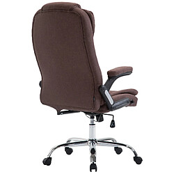 Acheter Decoshop26 Fauteuil de bureau XXL sur roulettes confortablement rembourrés avec accoudoirs en tissu marron et métal chromé 10_0002662