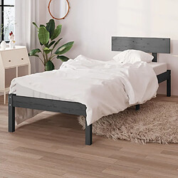 vidaXL Cadre de lit sans matelas gris bois de pin massif