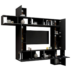 Avis Maison Chic Ensemble de meubles TV 9 pcs | Banc TV Moderne pour salon | Meuble de Rangement - Noir Aggloméré -MN30408