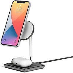 Chrono Chargeur sans fil magnétique 2 en 1 - Support de charge pour iPhone 12/12 mini / 12 Pro / 12 Pro Max avec coussin sans fil pour AirPods (Pro) - Angle réglable et indicateurs LED discrets,(noir)