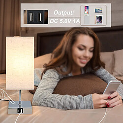 NETTLIFE lampe de table chambre lampe de chevet dimmable - veilleuse tactile blanc chaud E27 avec fonction de chargement USB abat-jour en tissu pas cher