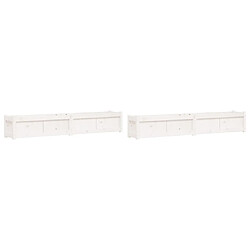 Maison Chic Lot de 2 Jardinières,Bac à fleurs - pot de fleur blanc bois de pin massif -GKD47037