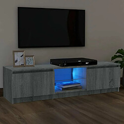 Maison Chic Meubles TV avec lumières LED - Banc TV pour salon sonoma gris 120x30x35,5 cm -MN84004