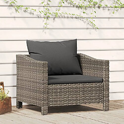 vidaXL Fauteuil de jardin avec coussin Gris Résine tressée