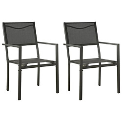 Maison Chic Lot de 2 Chaises de jardin,Fauteuil d'extérieur Textilène et acier Noir et anthracite -MN74619