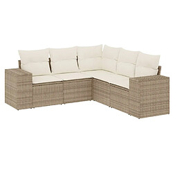 Maison Chic Salon de jardin avec coussins 5 pcs | Ensemble de Table et chaises | Mobilier d'Extérieur beige résine tressée -GKD22193