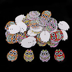 Boutons en bois de hibou de la bande dessinée 50pcs mélangés pour la décoration de couture de scrapbooking