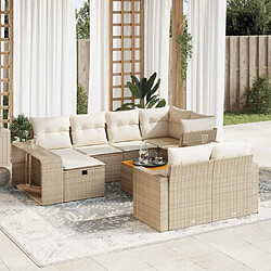 vidaXL Salon de jardin 11 pcs avec coussins beige résine tressée