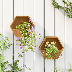 Maison Chic Jardinière,Bac à fleurs - pot de fleurs murales 2 pcs Rouillé Acier corten 30x10x25 cm -GKD63904