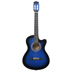 vidaXL Guitare découpée classique occidentale 6 cordes Bleu ombré 38"