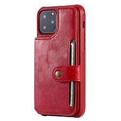 Wewoo Coque Pour iPhone 11 Pro Boucle Zipper Etui de protection antichoc avec support et fentes cartes & Portefeuille et cordon et cadre photos Rouge