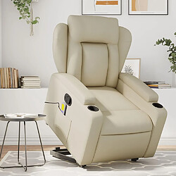 Maison Chic Fauteuil Relax pour salon, Fauteuil inclinable de massage Crème Similicuir -GKD78905