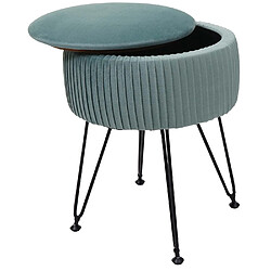 Avis Mendler Pouf HWC-K47, tabouret avec compartiment de rangement, Ø 33cm, aspect velours ~ vert, piètement noir