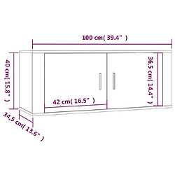 vidaXL Meuble TV mural Blanc 100x34,5x40 cm pas cher