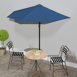 vidaXL Parasol de balcon avec mât en aluminium Bleu 270x144x222cm Demi