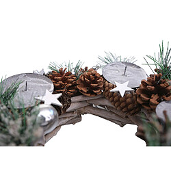 Mendler Couronne de l'Avent HWC-M15, Arrangement de l'Avent Couronne de table Décoration de table de Noël, bois MVG argent Ø 32cm ~ sans bougies pas cher