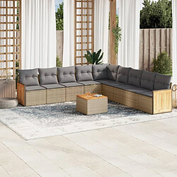 Maison Chic Salon de jardin avec coussins 10 pcs, Ensemble Tables et chaises de jardin, beige résine tressée -GKD230928